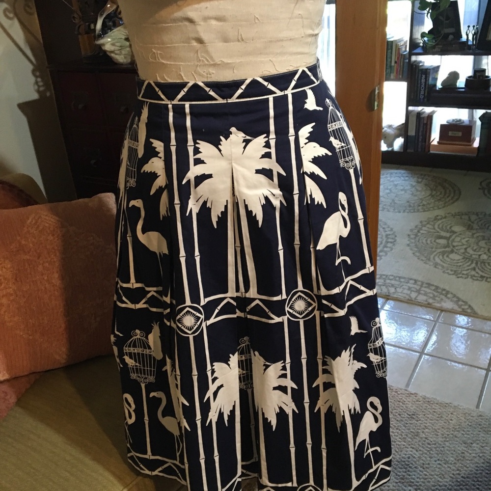 Talbots Navy Flamingo Skirt